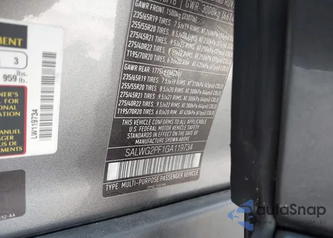 2016 Land Rover Range Rover Sport 3.0L V6 Supercharged Se from USA, damaged, VIN SALWG2PF1GA119734